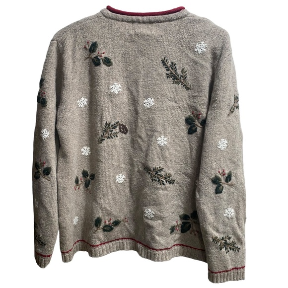 Christopher & Banks Hand Embroidered Button Down Sweater Winter Snowflakes sz.Lg - Picture 2 of 4